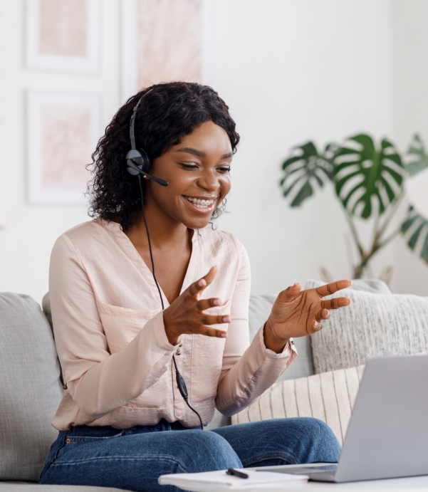 woman using laptop